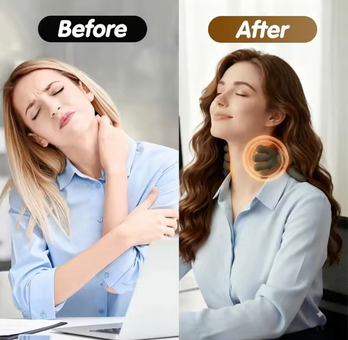 Neck Shoulder Massager with Heat Therapy 2 Speed Temperature Deep Tissue Relaxation.