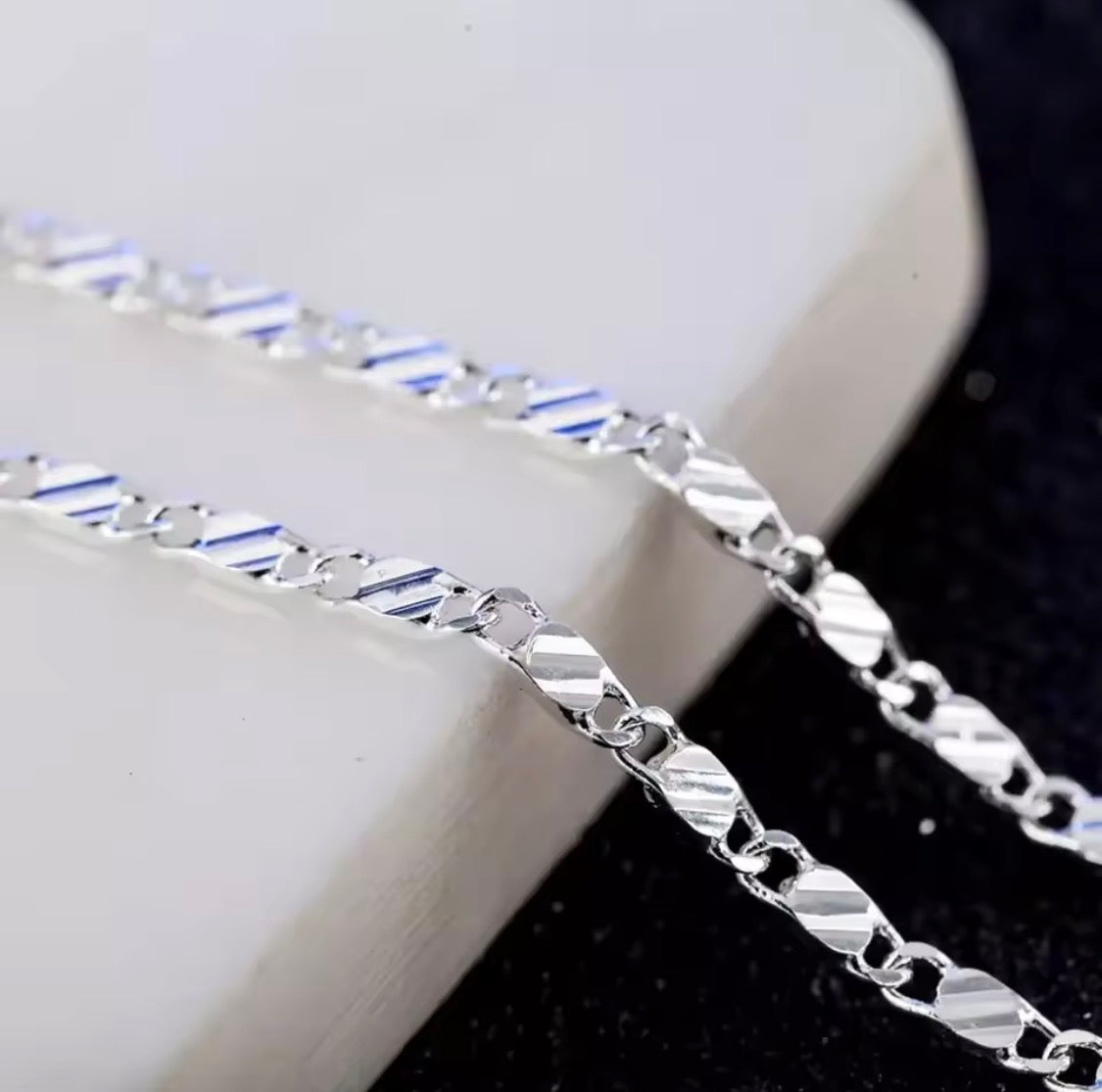 Unisex 18k Gold Necklace 2MM 16/18/20/22/24/26/28/30 Inch Jewelry 925 Silver Necklace