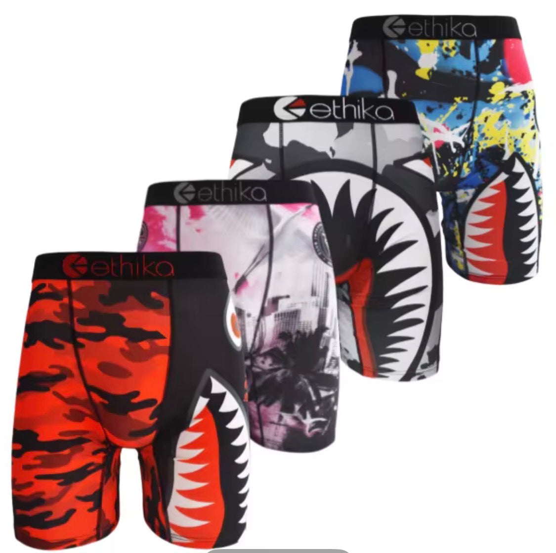 4 Random ETHIKA Men's Boxer Briefs.