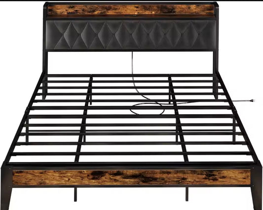 Platform Bed Frame with Storage Headboard & Charging Station | Noise-Free Design