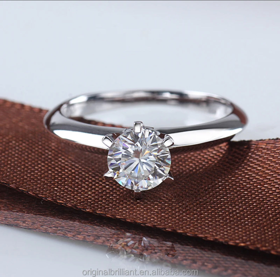 Solid 10K White/Yellow Gold Moissanite Diamond Ring.