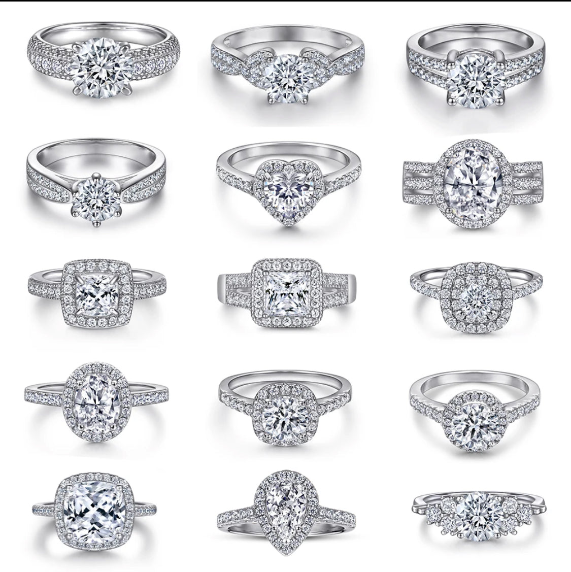 Solid 10K White/Yellow Gold Moissanite Diamond Ring.