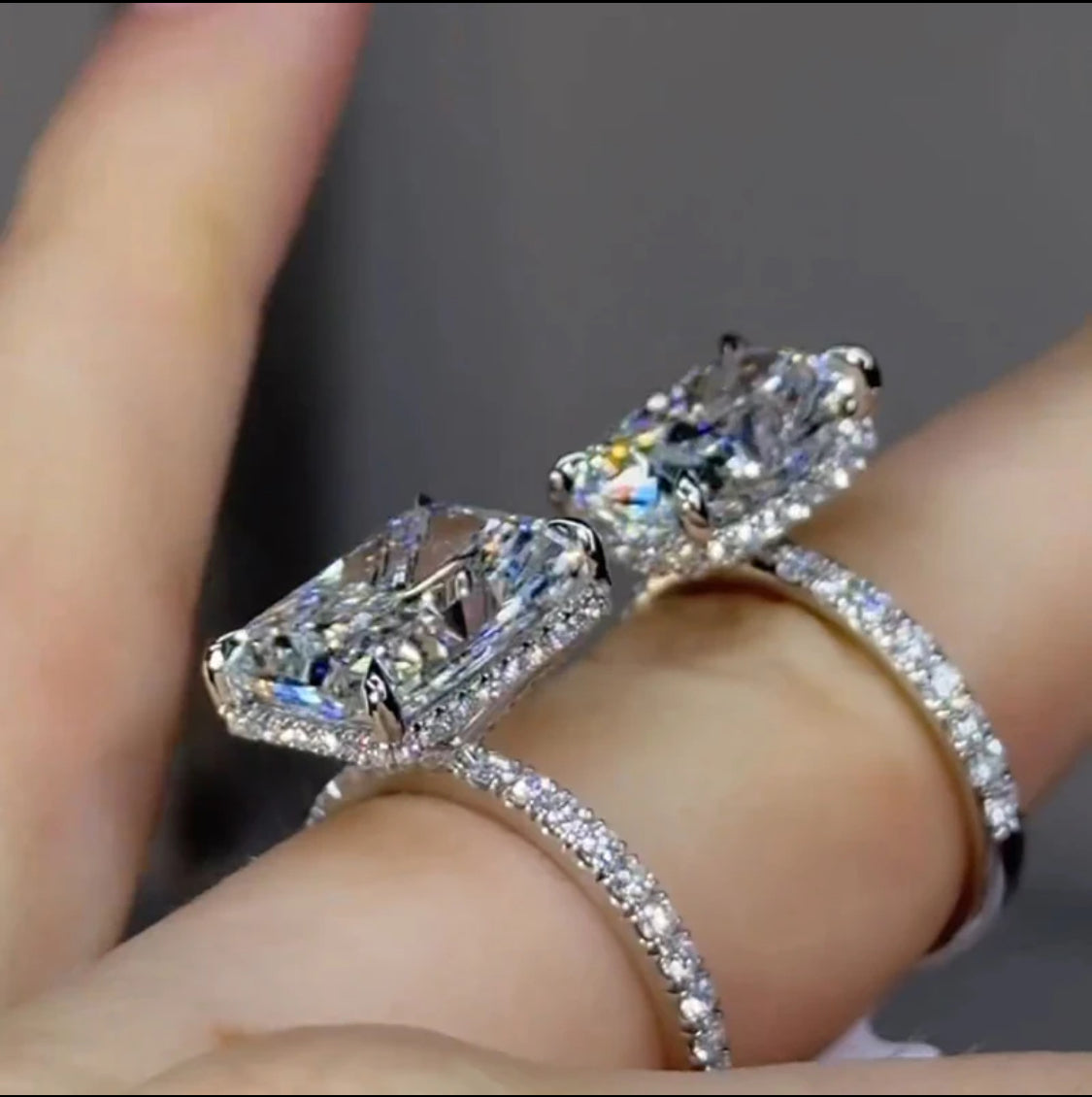 Solid 10K White/Yellow Gold Moissanite Diamond Ring.