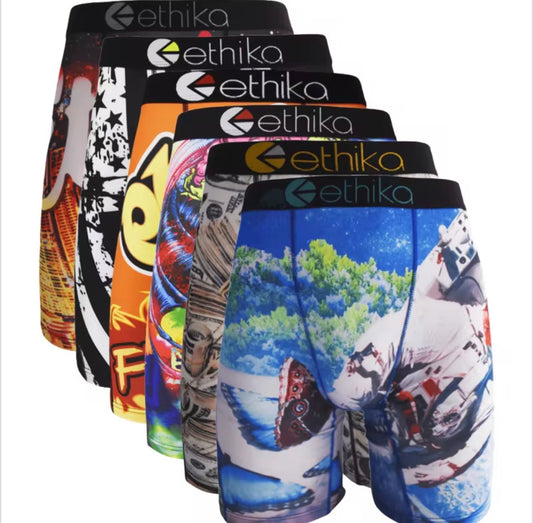 4 Random ETHIKA Men's Boxer Briefs.