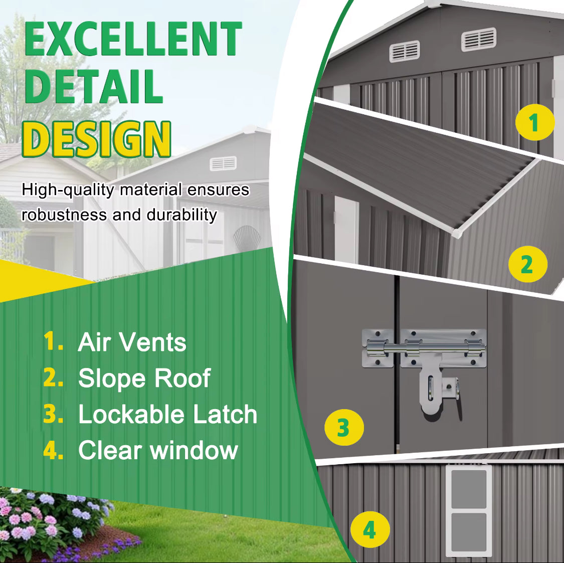 10*12FT Metal Outdoor Storage Shed with Waterproof Lockable Door and Air Vent, for Backyards and Patios. FREE SHIPPING
