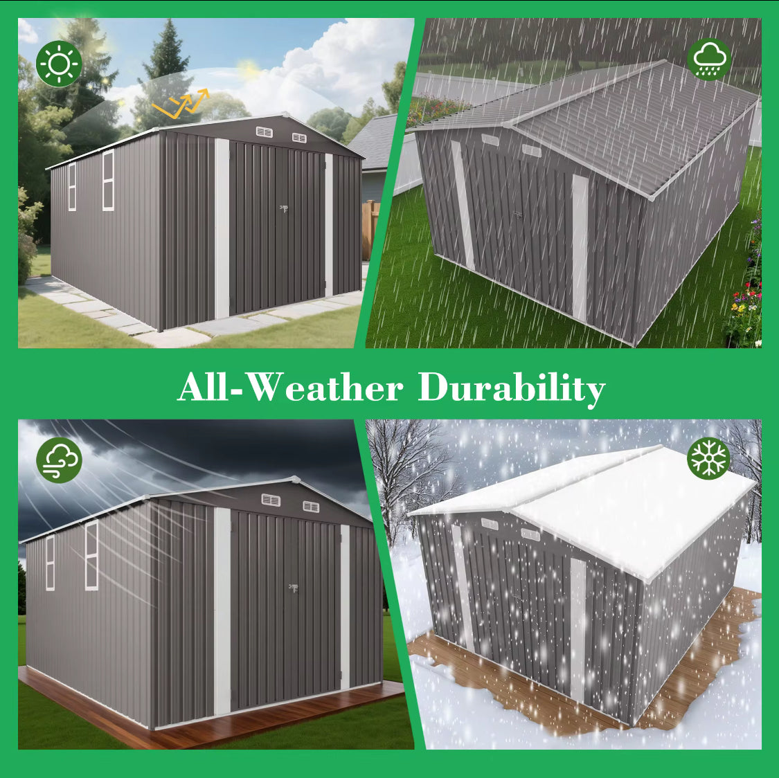 10*12FT Metal Outdoor Storage Shed with Waterproof Lockable Door and Air Vent, for Backyards and Patios. FREE SHIPPING