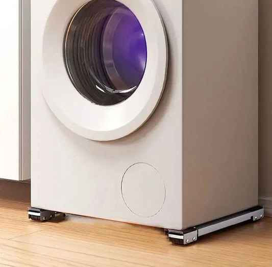 Adjustable Washing Machine & Refrigerator Stand with 24 Silent Non-Marking Wheels, 800 Ibs Capacity, Expandable Telescopic Metal Frame, Adjustable Height & Leveling System, Sturdy Appliance Dolly for Moving.