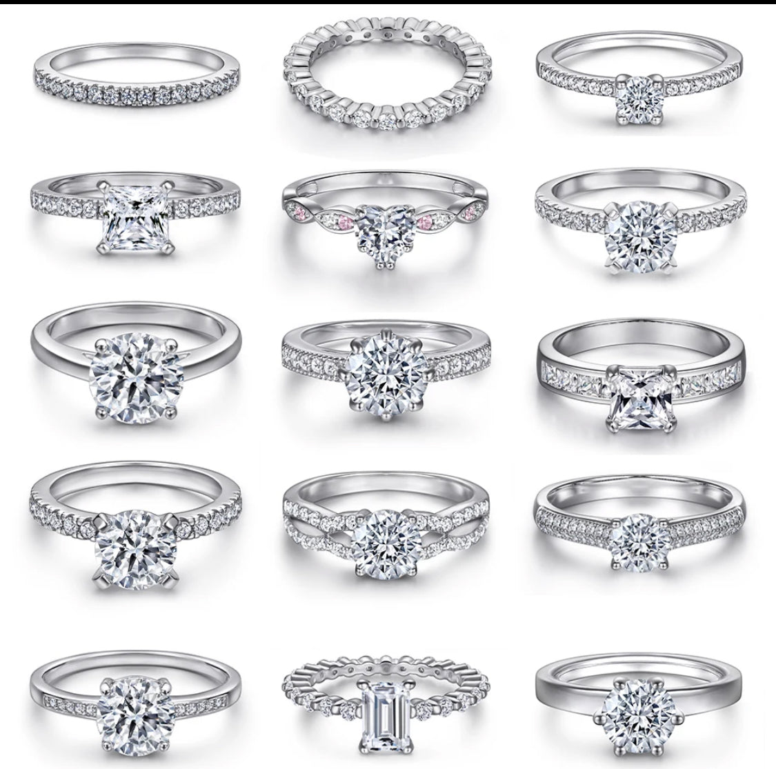 Solid 10K White/Yellow Gold Moissanite Diamond Ring.