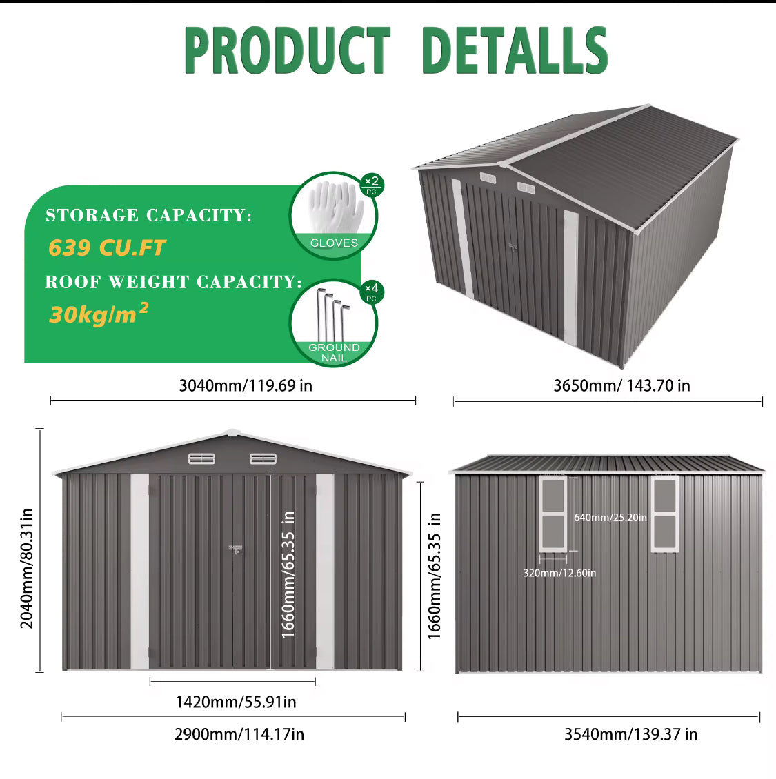 10*12FT Metal Outdoor Storage Shed with Waterproof Lockable Door and Air Vent, for Backyards and Patios. FREE SHIPPING