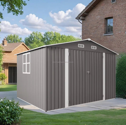 10*8FT Metal Outdoor Storage Shed with Waterproof Lockable Door and Air Vent, for Backyards and Patios. FREE SHIPPING