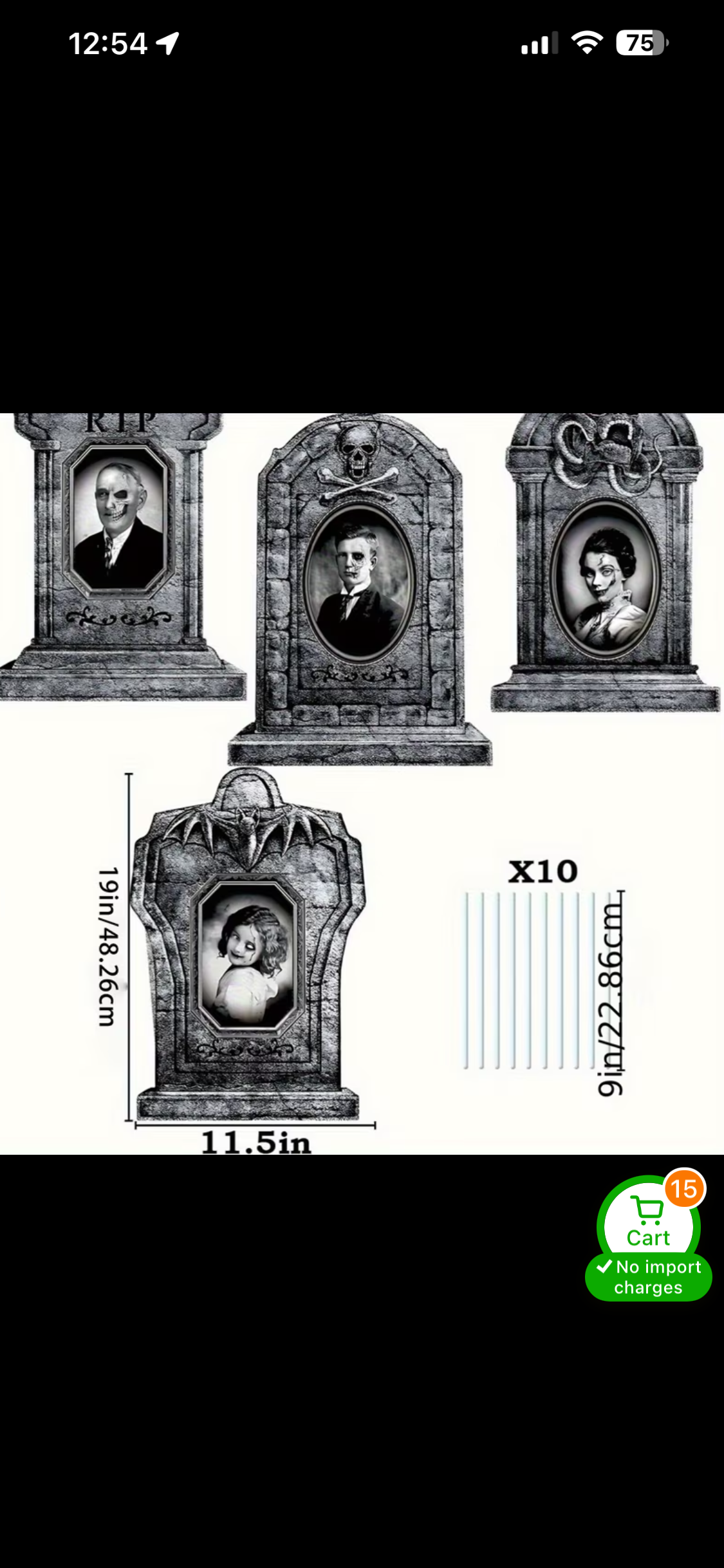 16.5" Realistic RIP Skeleton Graveyard Tombstones (4-Pack) | Outdoor Halloween Decor