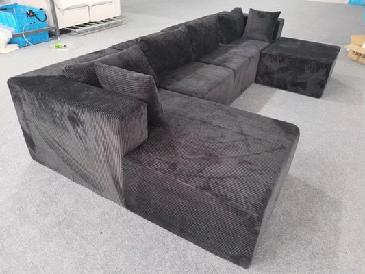 Wholesale Dark Grey Cloud Couch 107in L Shape Sectional Sofa