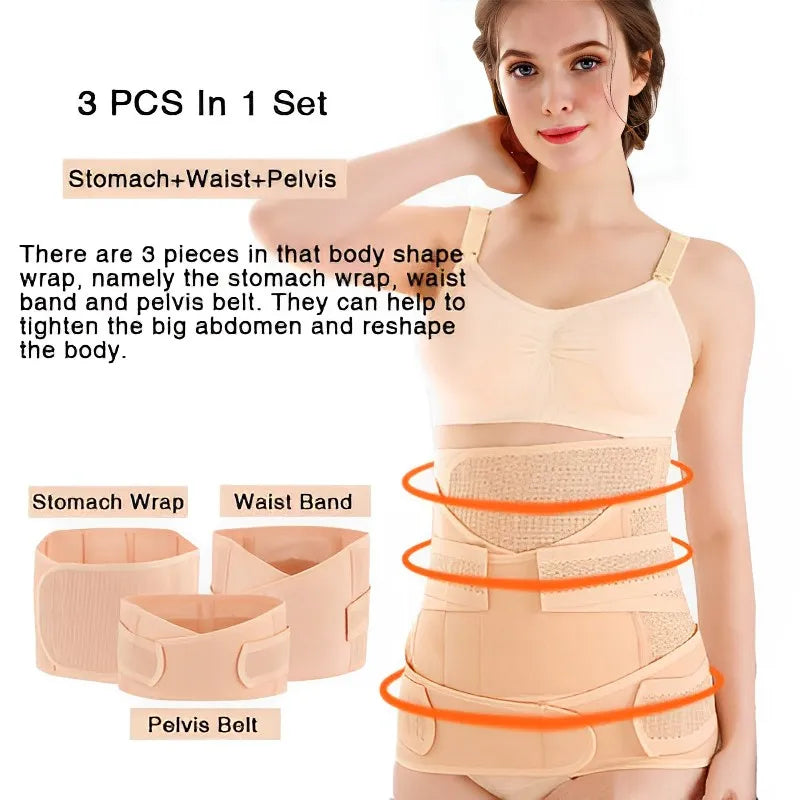 3 in 1 Corset Postpartum Belly Band Waist Trainer Recovery Bandage Strap Body Shaper