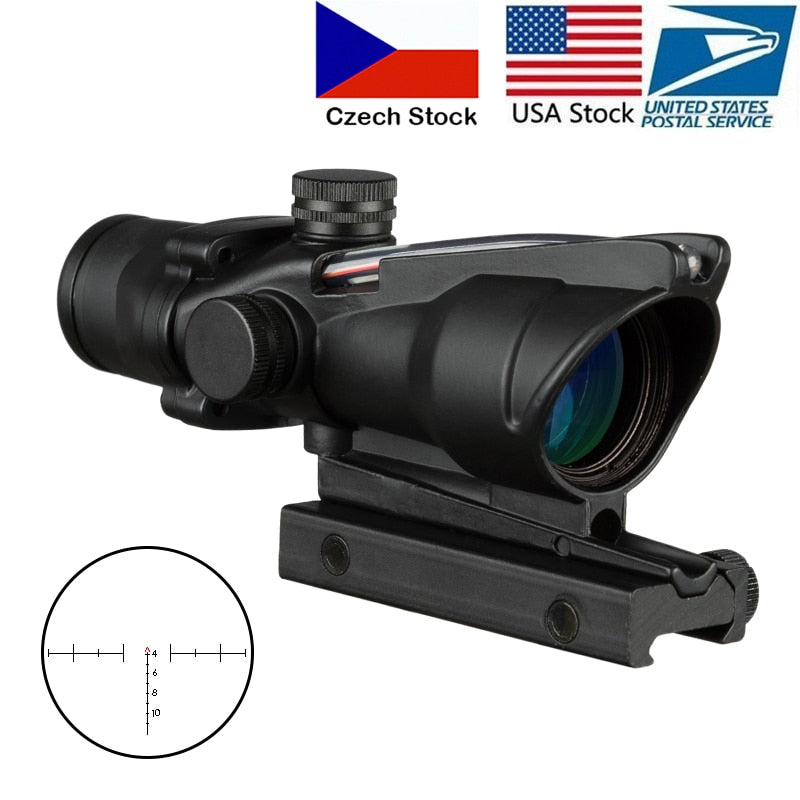 4X32 Hunting Scope Real Fiber Optics Illuminated Etched Reticle Tactical Optical Sight