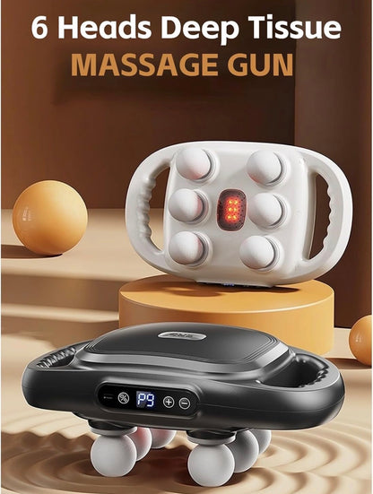 Handheld Tapping Massage Gun, 6-head Deep Tissue Massager, Multi-head Vibration Massager.
