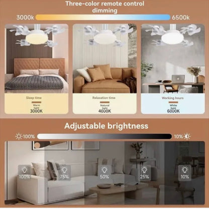 5 Wings Ceiling Fan Light E27 Led 60w Drone Shaped Remote Control Dimmable 3 Color LED Ceiling Light.