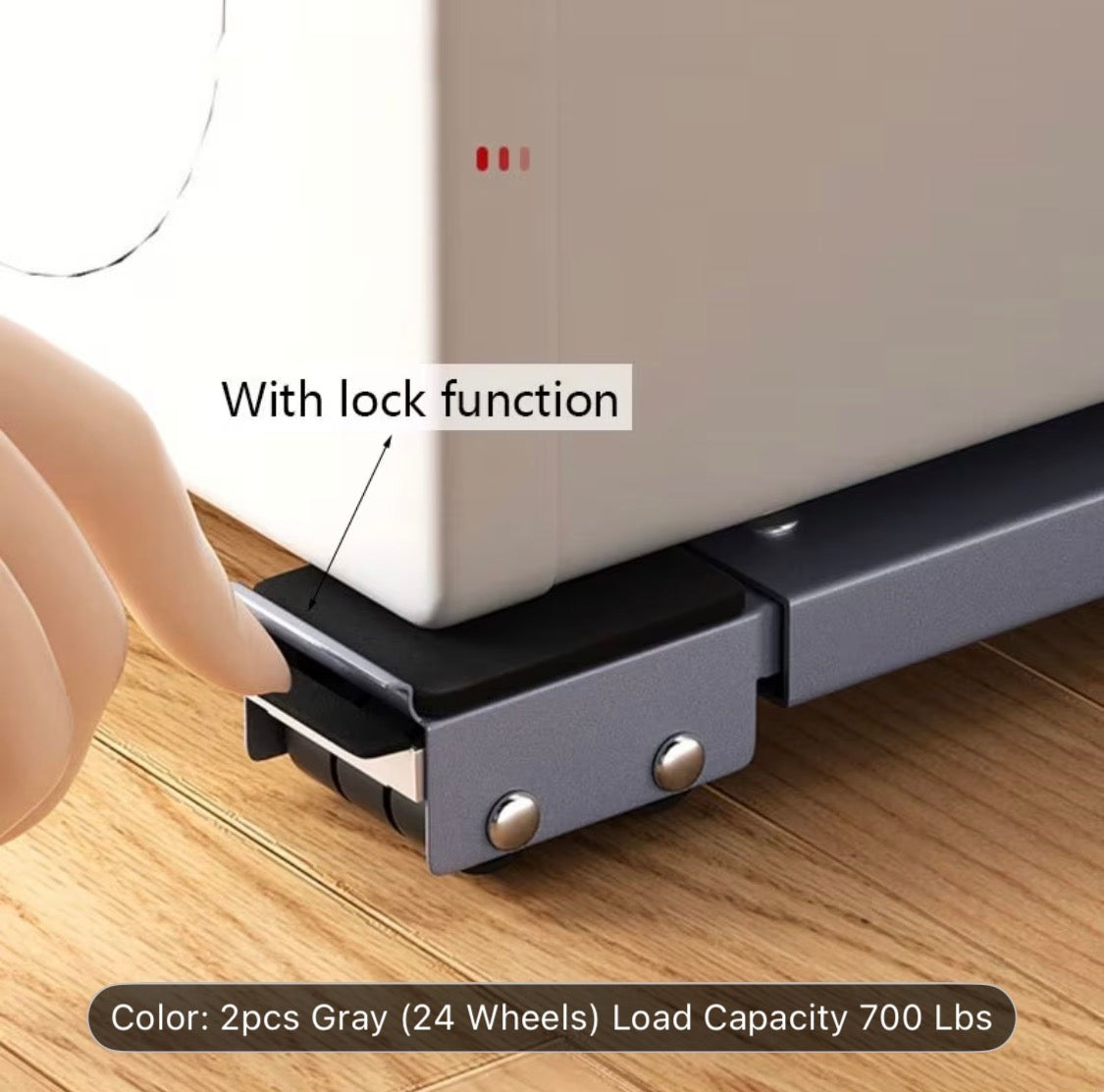 Adjustable Washing Machine & Refrigerator Stand with 24 Silent Non-Marking Wheels, 800 Ibs Capacity, Expandable Telescopic Metal Frame, Adjustable Height & Leveling System, Sturdy Appliance Dolly for Moving.