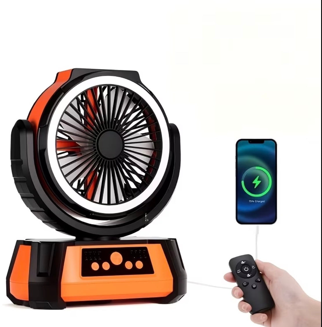 20000Mah Portable LED Camping Fan with Built-In Light - USB Rechargeable Outdoor Cooling Fan.