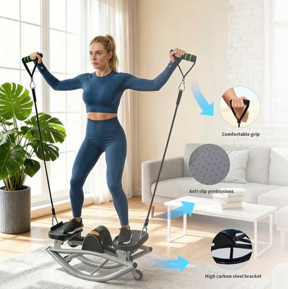 Home Leg Glute Workout Rock Stepper With Elastic Resistance Bands for Lateral Rocking Motion and High Capacity