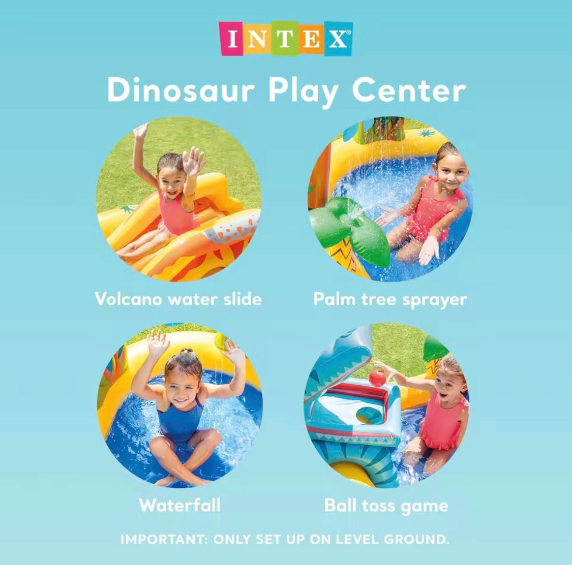 Inflatable Dinosaur Play Pool Slide, Water Sprayer with Balls for Outdoor Fun.