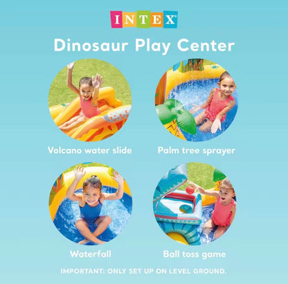 Inflatable Dinosaur Play Pool Slide, Water Sprayer with Balls for Outdoor Fun.