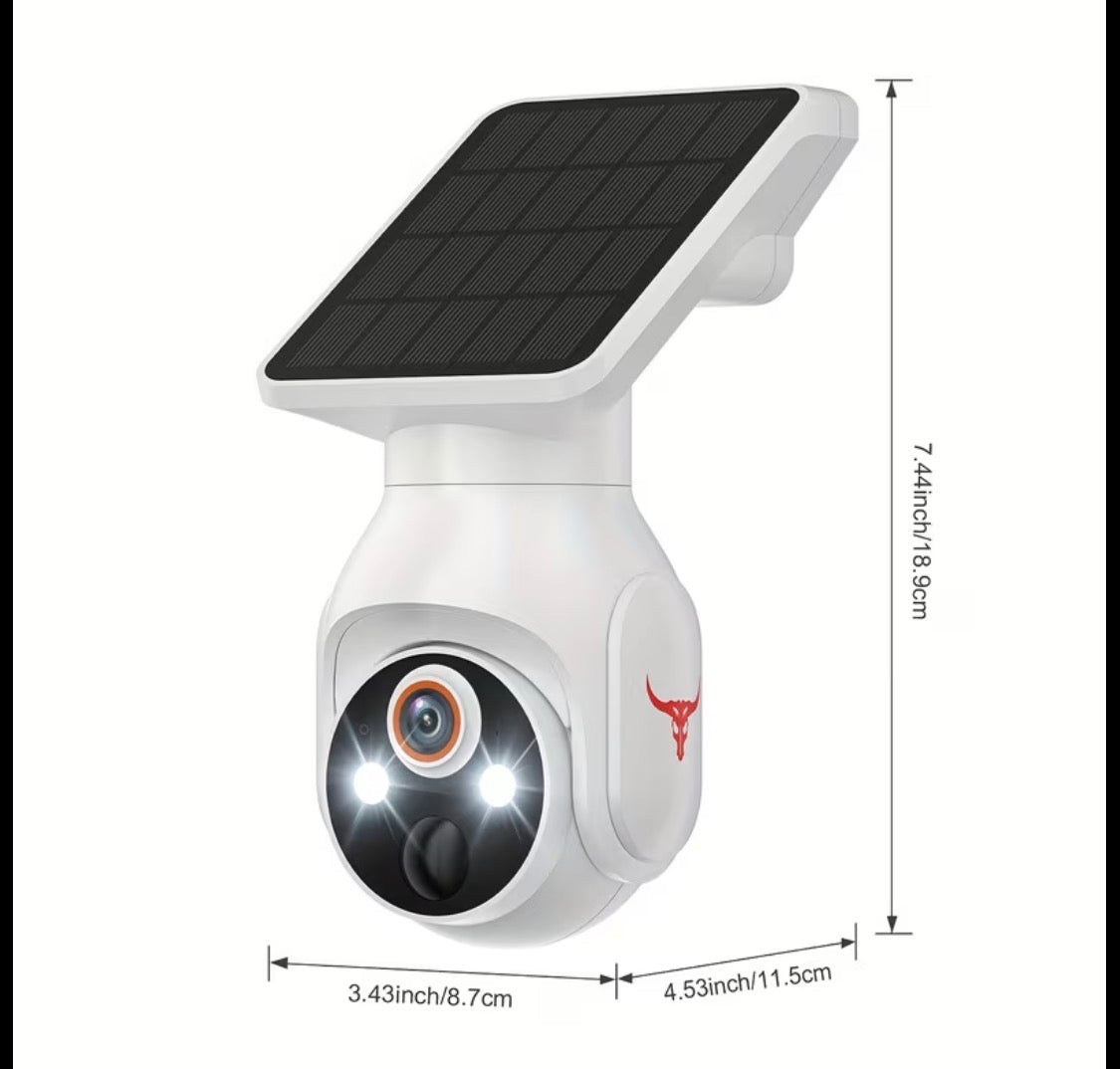 1080P Solar Security Cameras Wireless Outdoor, 360° View Pan/Tilt, 2.4Ghz WiFi Outside, Color Night Vision, Real-Time Alerts, Cloud Storage, 2-Way Audio