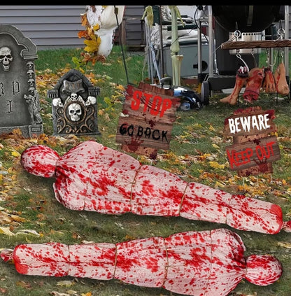 3-Pack 5-Foot Hanging Zombie Decorations - Outdoor Halloween Mummy Props