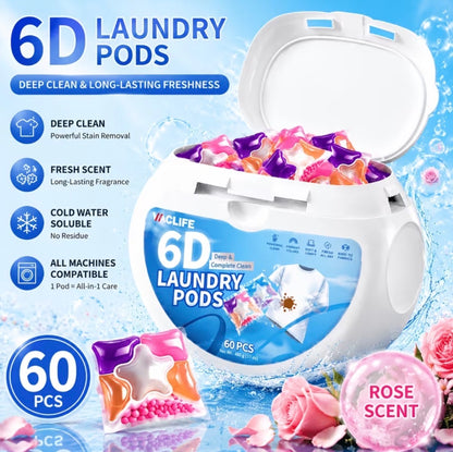 6-in-1 Concentrated Laundry Detergent Pods | Deep Clean & Stain Remover.