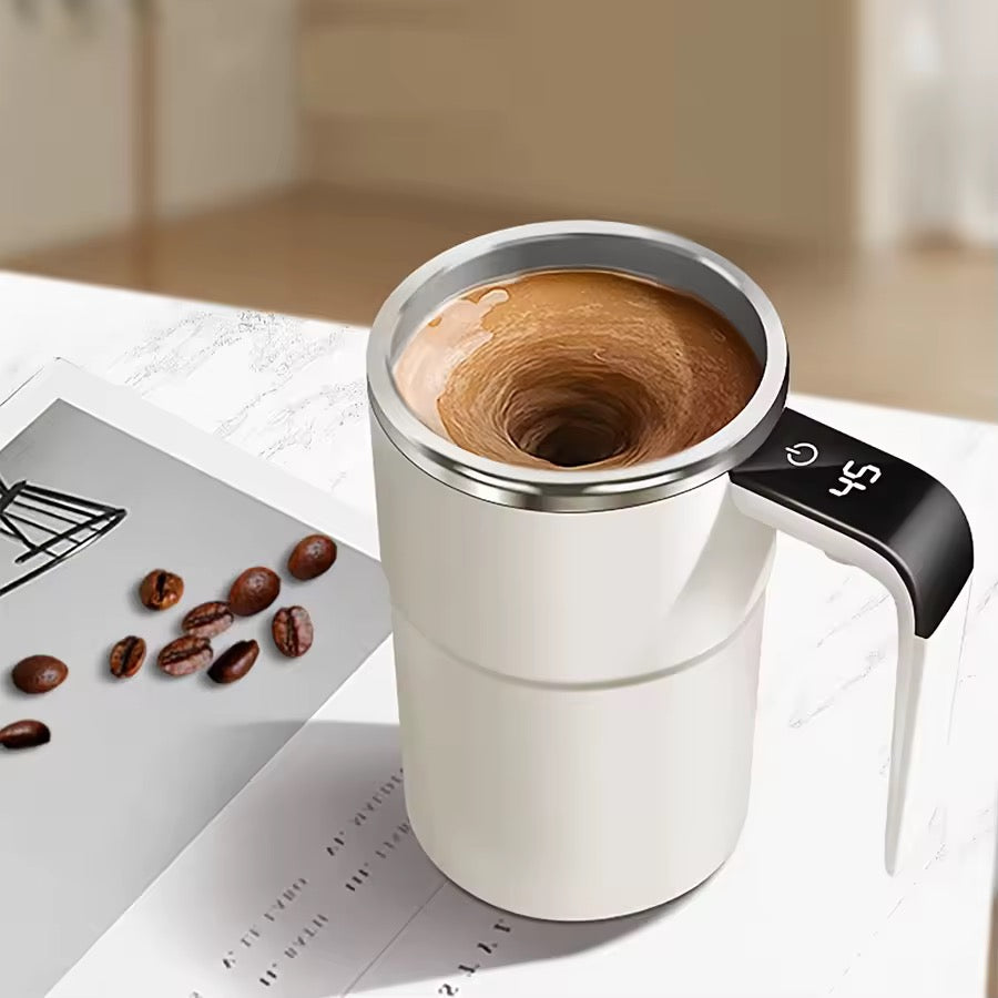 Digital temperature automatic self stirring cup.