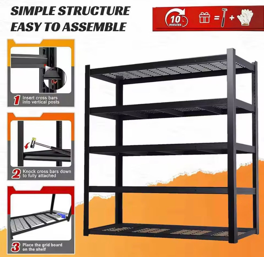 72" Adjustable Metal Double Layer Column Shelving, Commercial Grade Utility Rack for Warehouse, Basement, Kitchen
