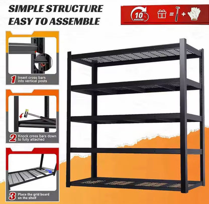 72" Adjustable Metal Double Layer Column Shelving, Commercial Grade Utility Rack for Warehouse, Basement, Kitchen