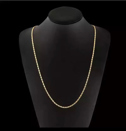 Unisex 18k Gold Necklace 2MM 16/18/20/22/24/26/28/30 Inch Jewelry 925 Silver Necklace