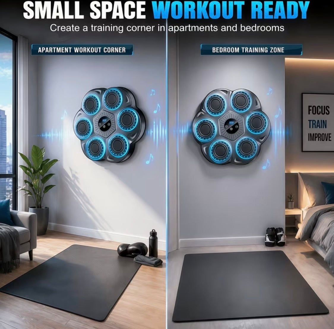 Smart Music Boxing Machine with Gloves - Wall-Mounted Electronic Rhythm Punch Trainer
