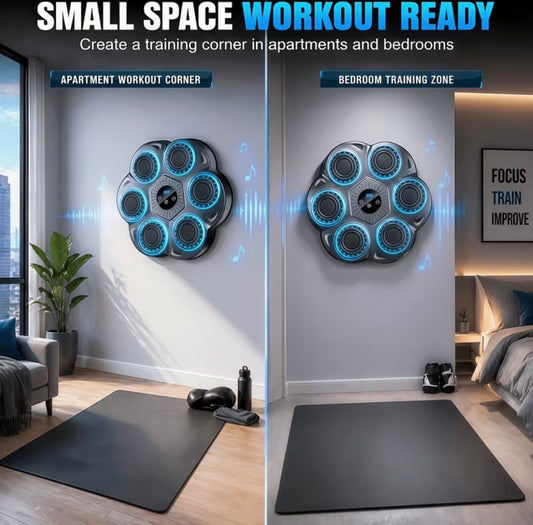 Smart Music Boxing Machine with Gloves - Wall-Mounted Electronic Rhythm Punch Trainer