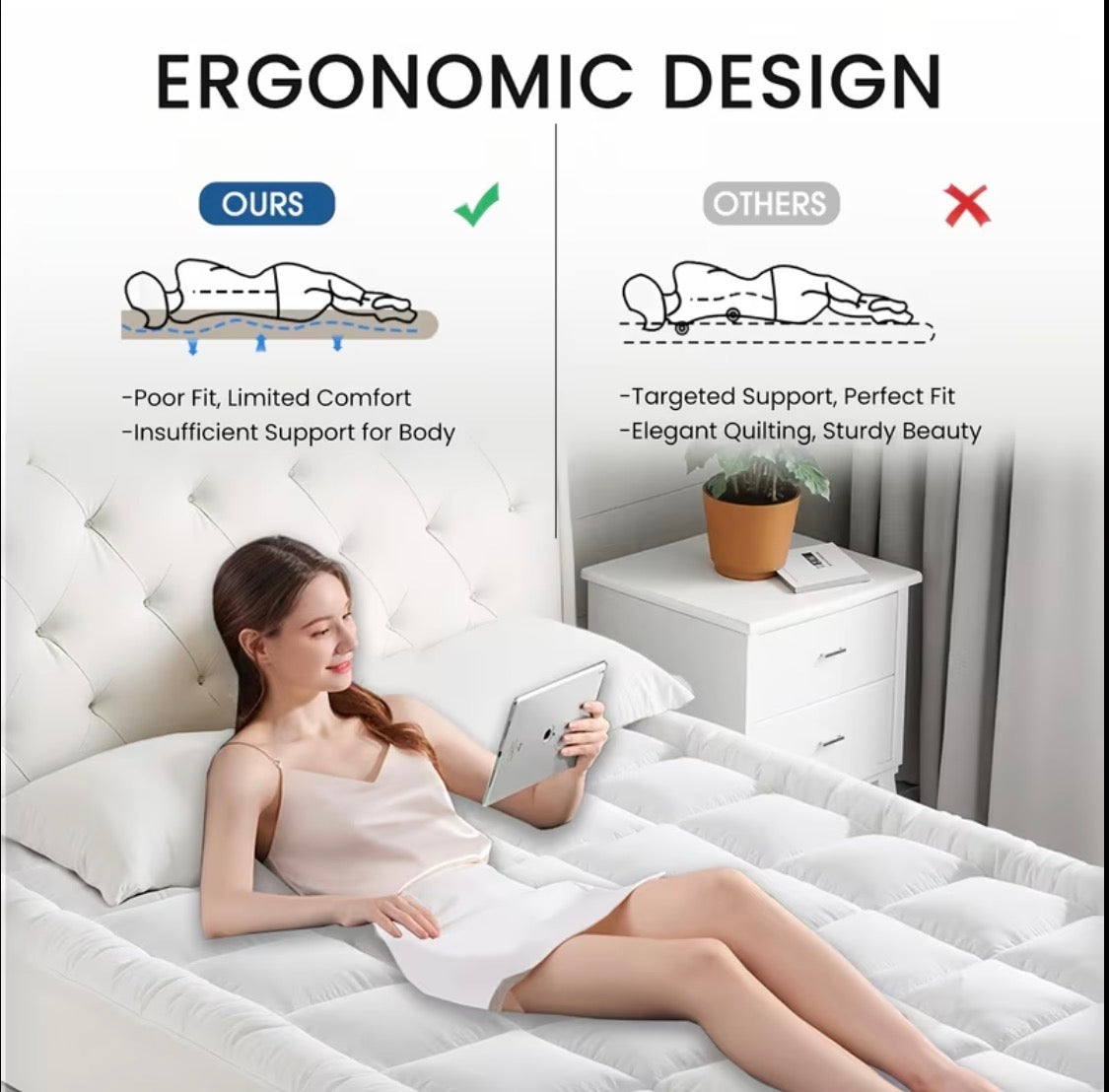 Cooling Mattress Pad Cover - Soft Pillow Top 8-21 Inch Deep Pocket Fitted Protector