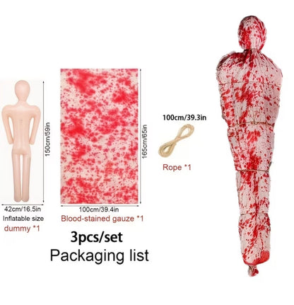 3-Pack 5-Foot Hanging Zombie Decorations - Outdoor Halloween Mummy Props
