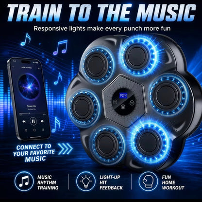 Smart Music Boxing Machine with Gloves - Wall-Mounted Electronic Rhythm Punch Trainer