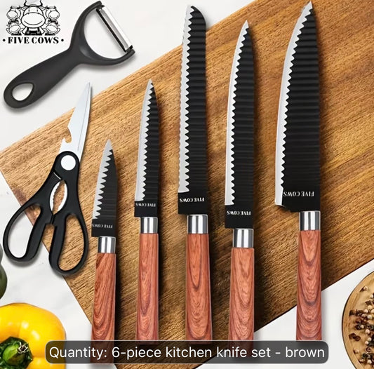 Professional 6-Piece Non-Stick Stainless Steel Kitchen Knife Set