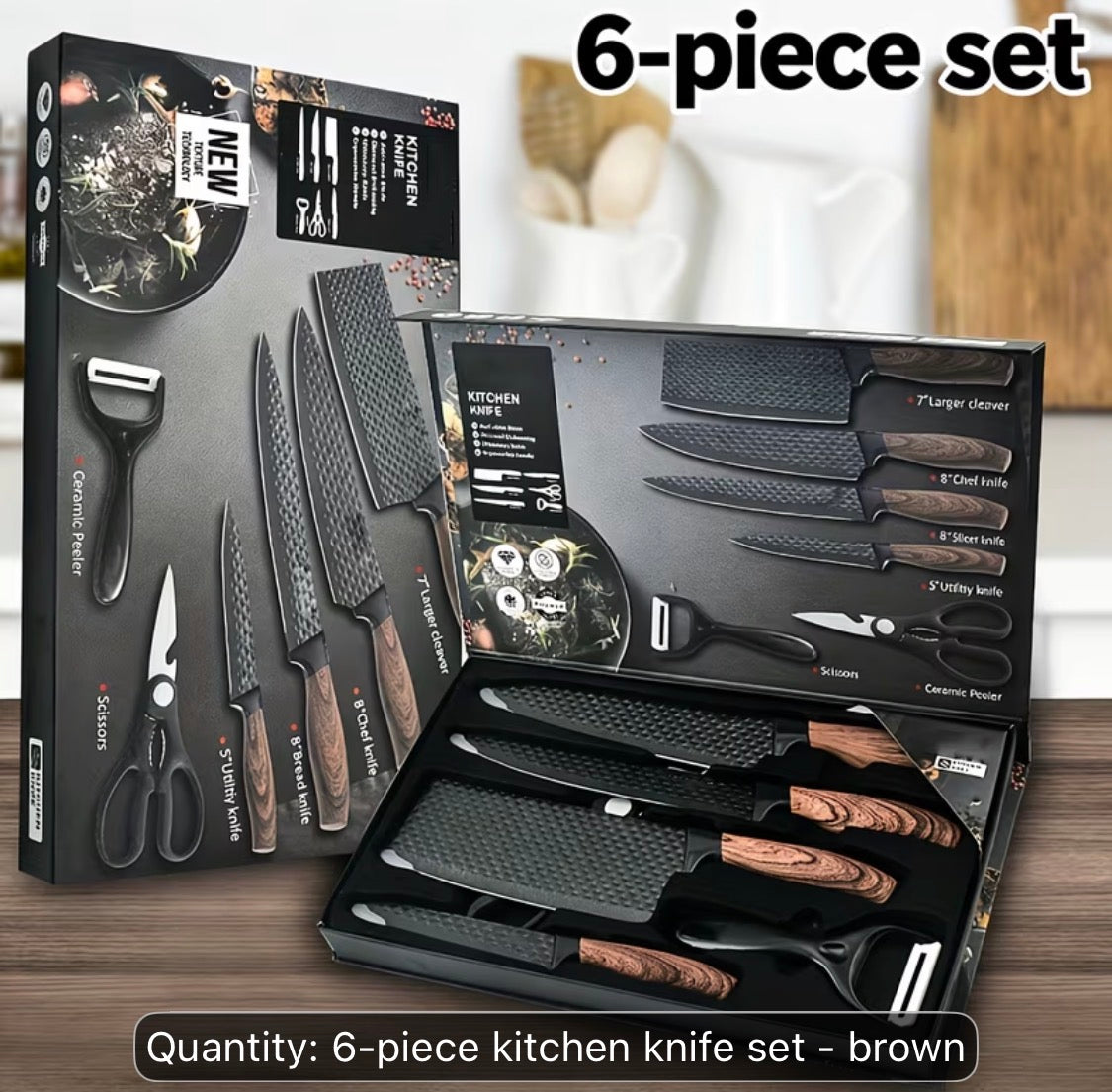 Professional 6-Piece Non-Stick Stainless Steel Kitchen Knife Set