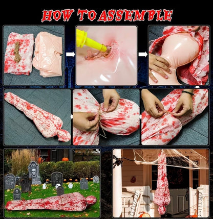 3-Pack 5-Foot Hanging Zombie Decorations - Outdoor Halloween Mummy Props
