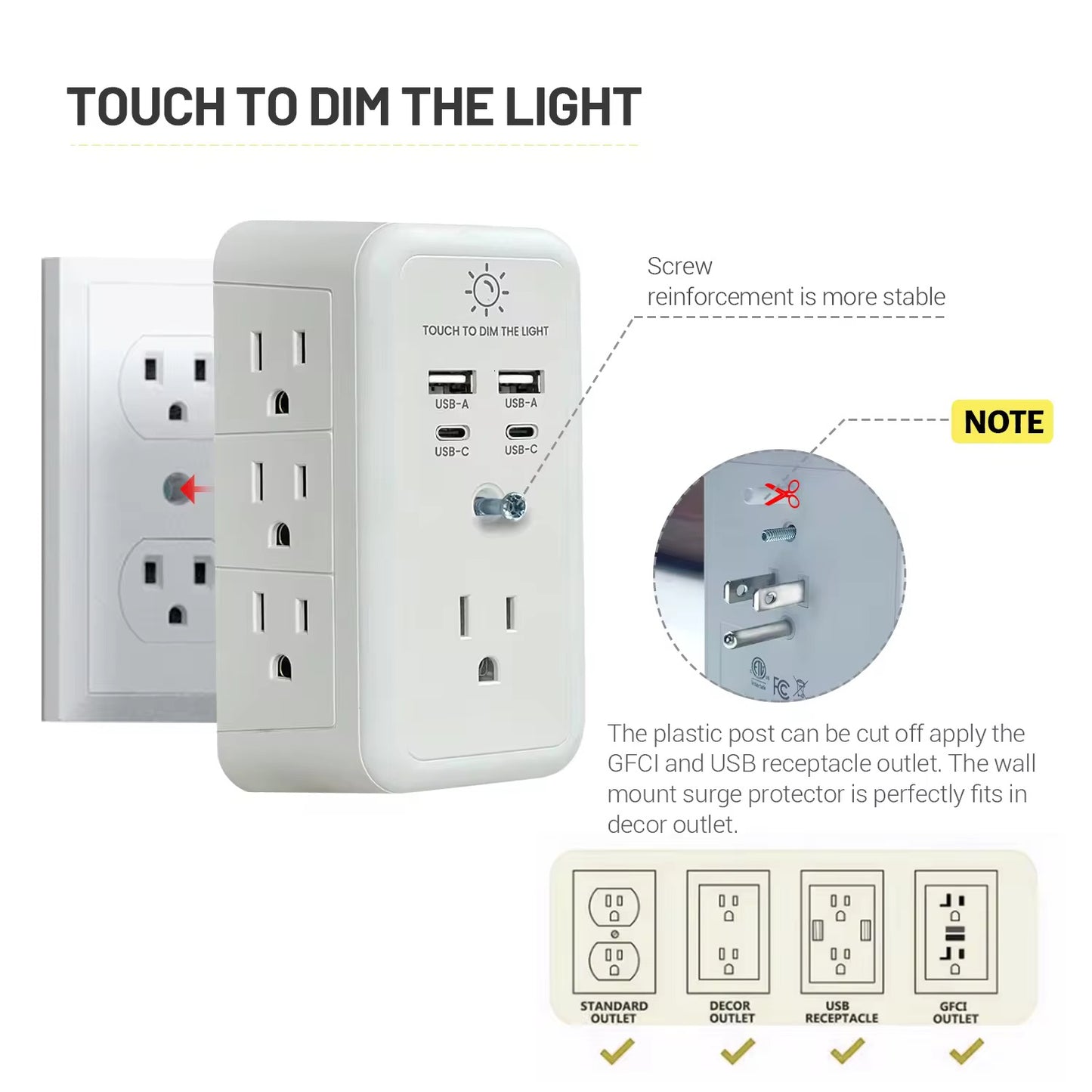 Hot Selling USB Wall Charger Surge Protector 7
Outlet Extender US Plug Power Strip Wall Tap Wall
Adapter USB C With 4 USB Ports