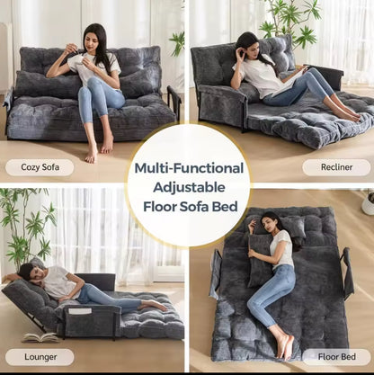 Adjustable Multifunctional Bed Couch With 2 Pillows, 5 Position Sleeper Sofa