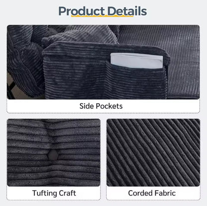 Adjustable Multifunctional Bed Couch With 2 Pillows, 5 Position Sleeper Sofa