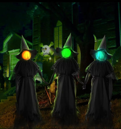 3-Pack Sound-Activated Holding Hands Halloween Witches - Outdoor Yard Decor