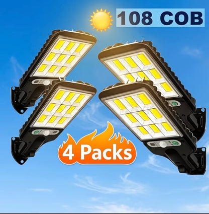 2-4 Pack Solar-Powered Street Lights, 3-Mode LED Outdoor Security Spotlights for Garden & Porch