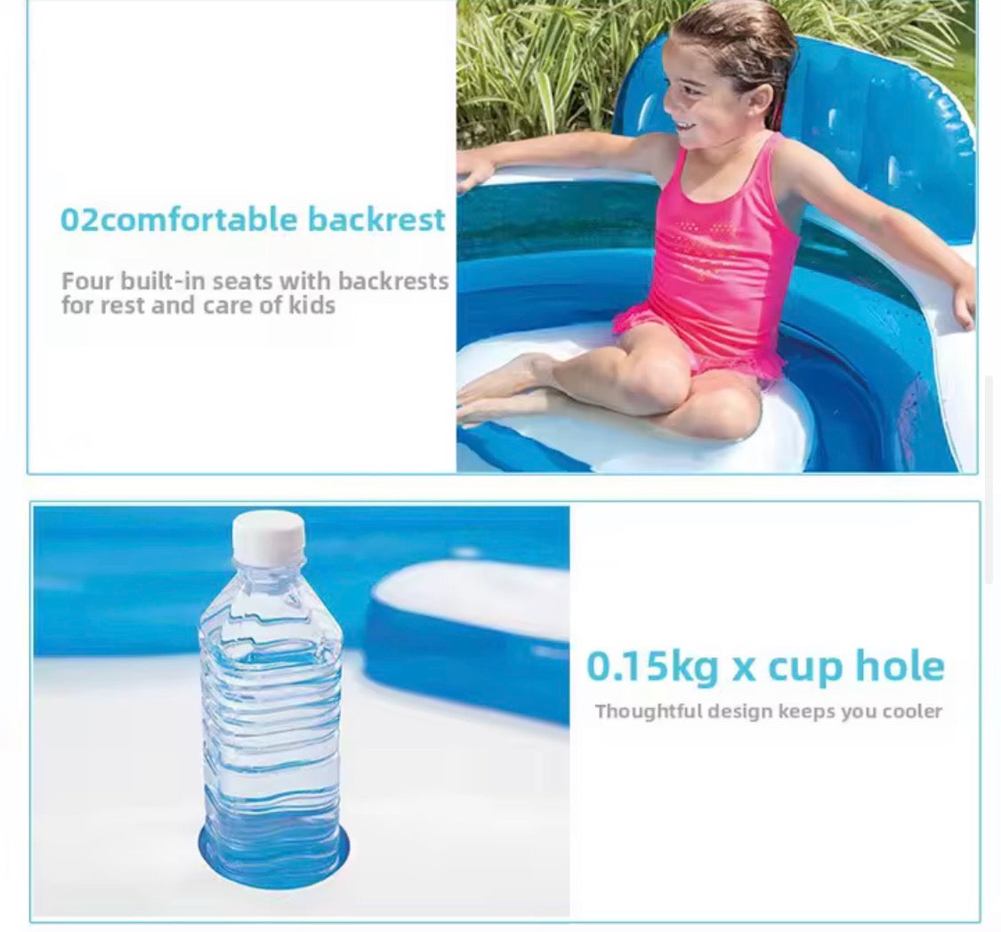 Inflatable Pool 90 X 90 X 26 for Ages 3+ Swim Center Family Lounge.