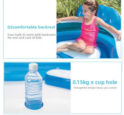 Inflatable Pool 90 X 90 X 26 for Ages 3+ Swim Center Family Lounge.