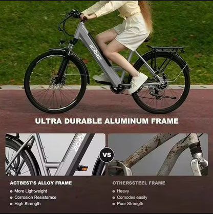 26" Step‑Thru Electric Bike — 750W Peak Motor, 7‑Speed with 50 Miles Range