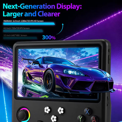 Black Retro Handheld Game Console. RGB Light Replaceable Arcade Joystick Portable WIFI
Hand Held Gaming Player.