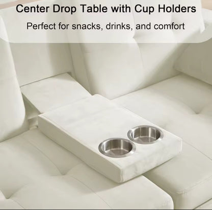 70" Queen Solid Wood Sleeper Couch with Cup & Phone Holder